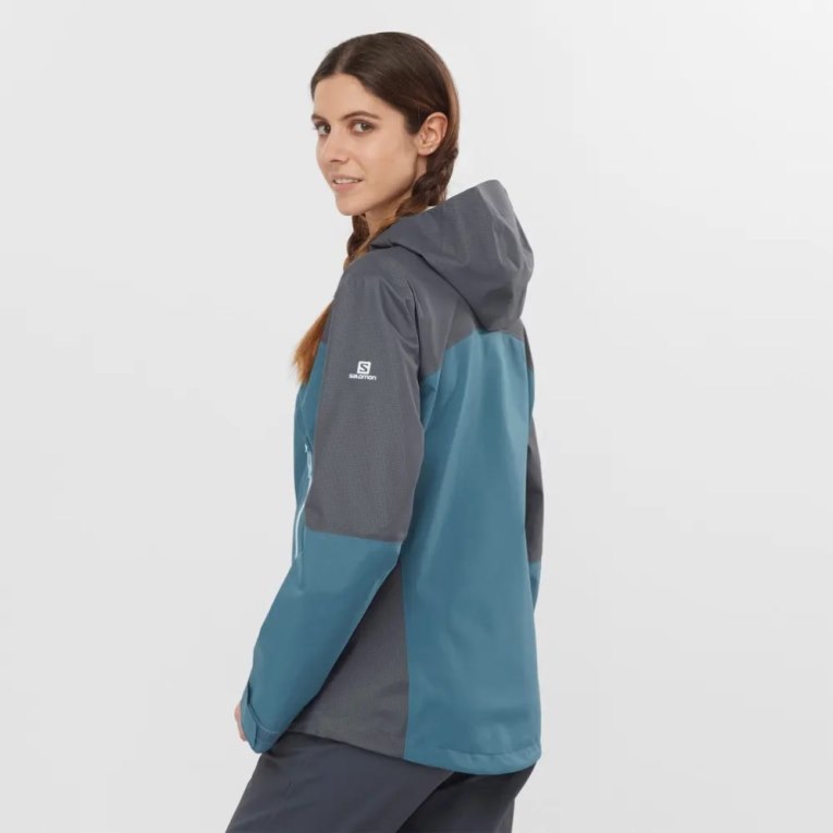 Chaquetas Shell Salomon Outline GTX Híbrido Mujer Azules Grises Oscuro | MX HNQJ254